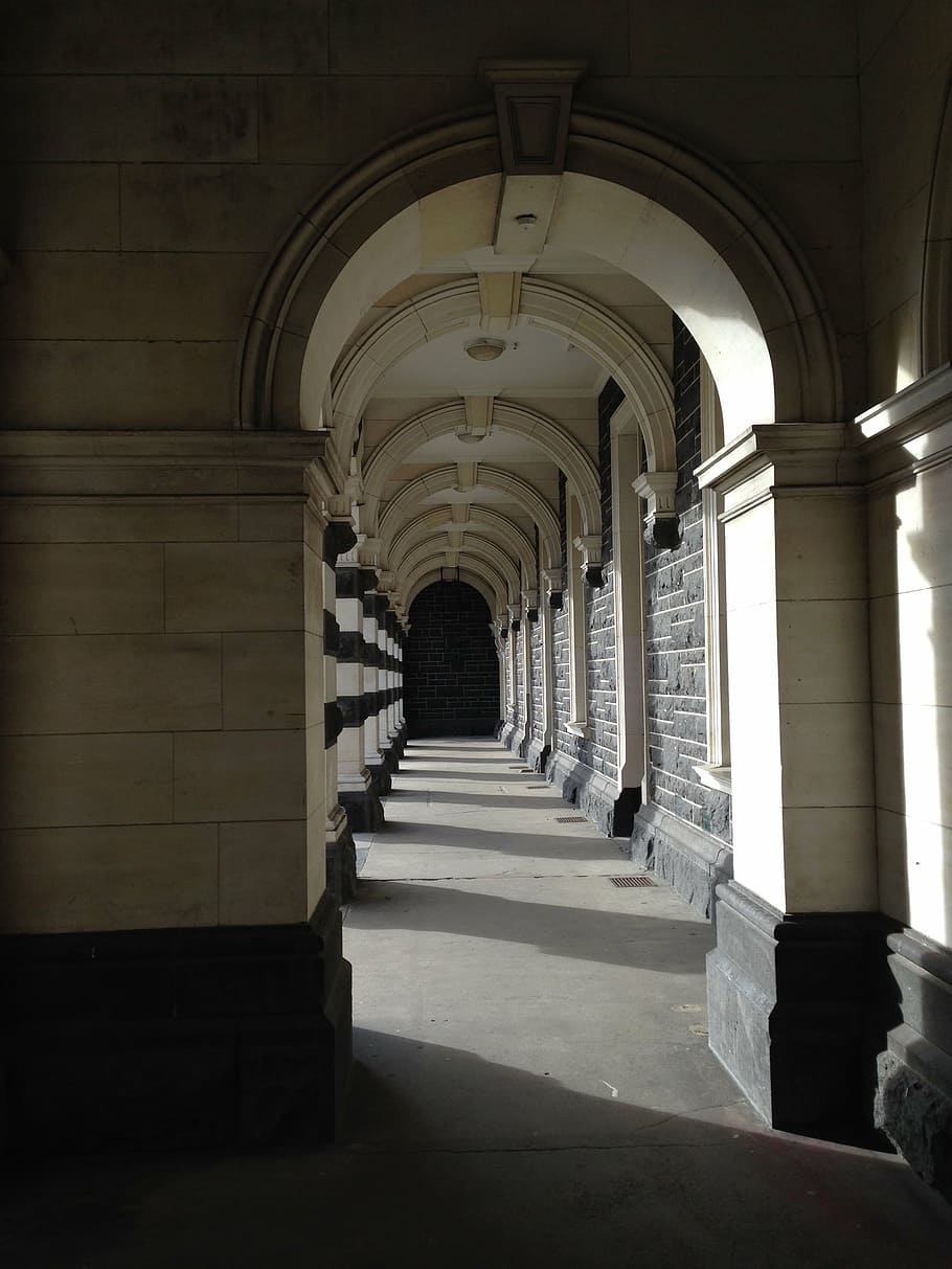 corridor, be quiet, nobody, architecture, architectural Column HD wallpaper