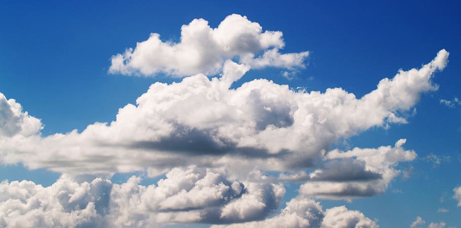 cloudy sky, blue, background, white, heaven, heavenly, day, summer, HD wallpaper