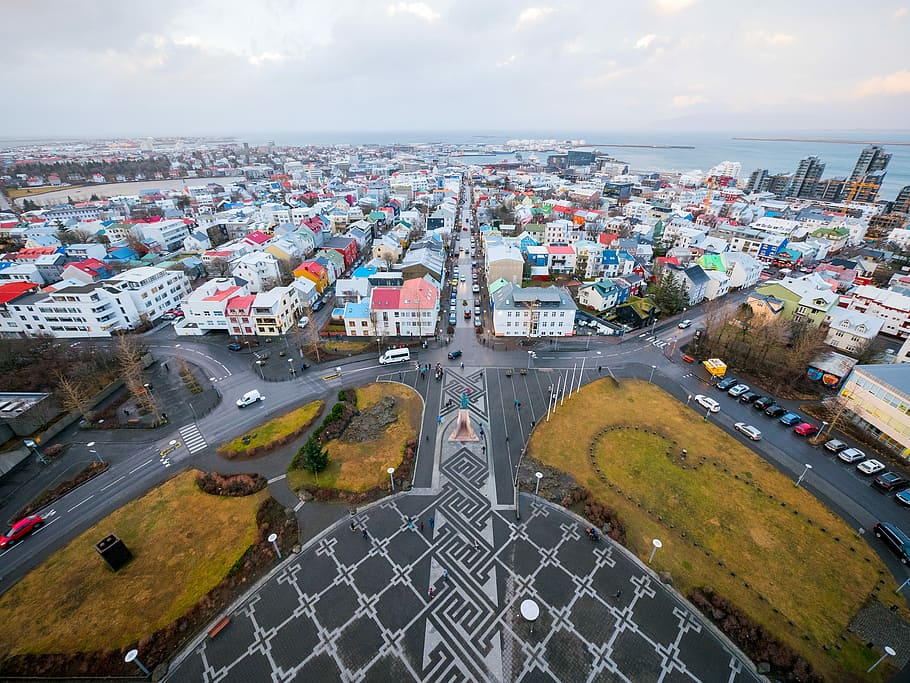 aerial photo of multicolored buildings at daytime, top view of a village HD wallpaper