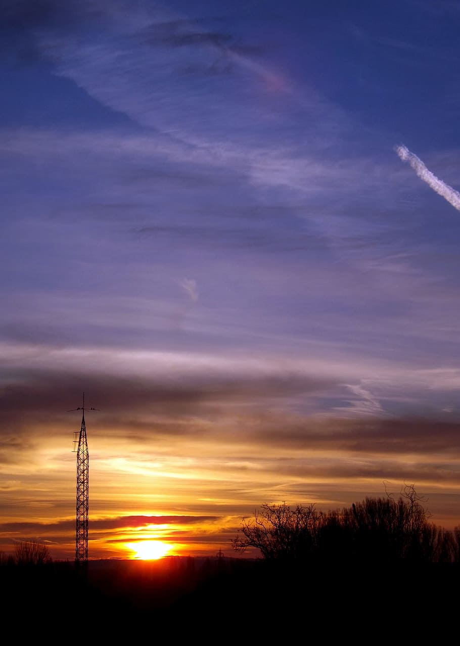 Sunset, Sun, Cloud, Sky, In The Evening, orange, silhouette HD wallpaper
