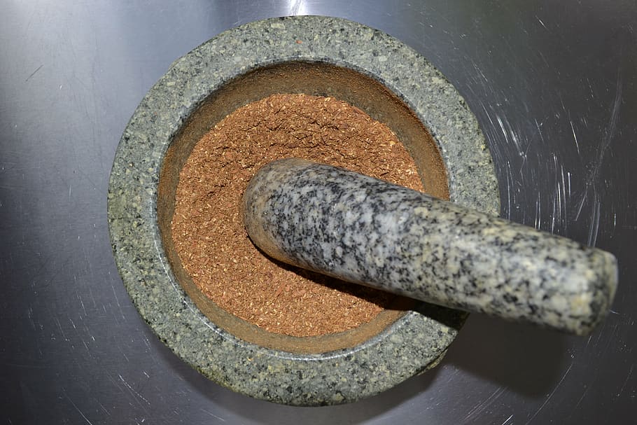 mortar, cinnamon, spices, mortar and pestle, food and drink HD wallpaper