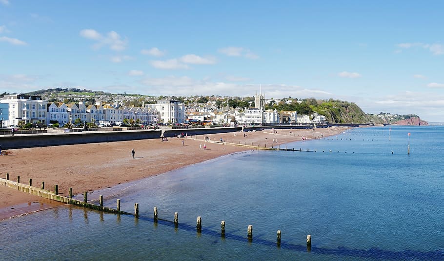 teignmouth, devon, water, coast, sea, beach, sand, coastal HD wallpaper