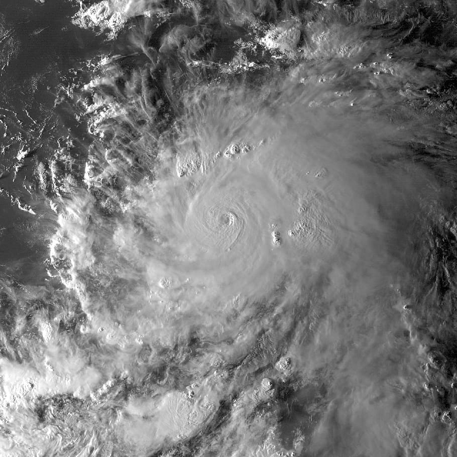 grayscale photo of typhoon eye, hurricane, matthew, clouds, weather, HD wallpaper