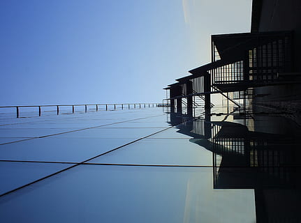 photo of top glass building, architect, graphics, abstract HD wallpaper
