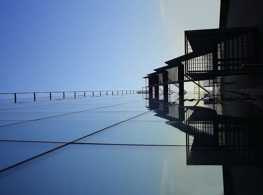photo of top glass building, architect, graphics, abstract HD wallpaper