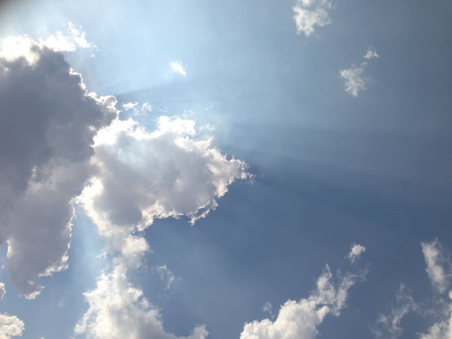 sky, sun, clouds, blue, cloud - sky, low angle view, beauty in nature HD wallpaper