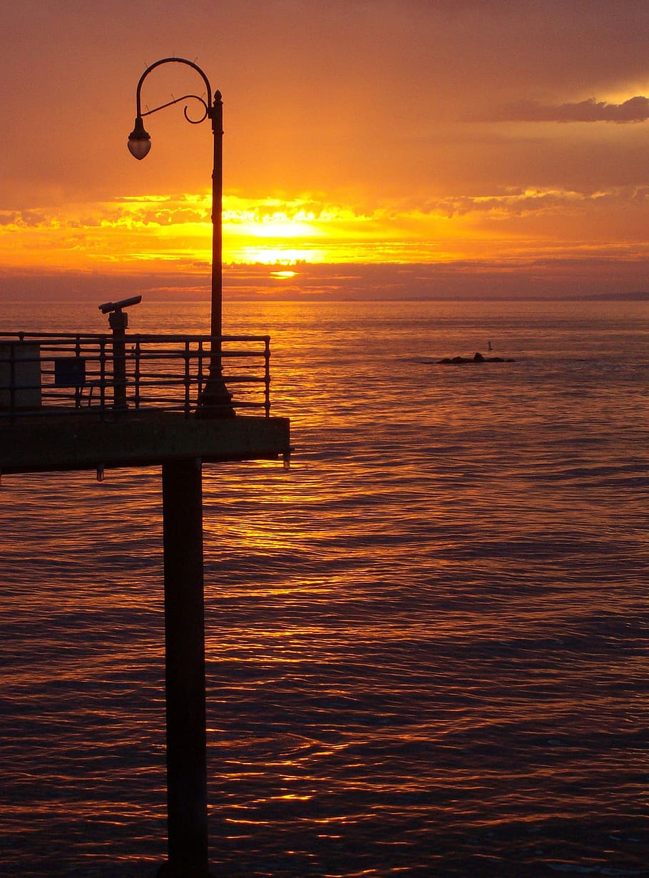 sunset, beach, silouhette, beach sunset, ocean, sky, water HD wallpaper
