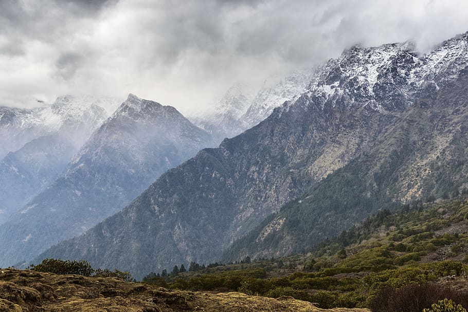 mountain, highland, cloud, sky, summit, ridge, landscape, nature HD wallpaper