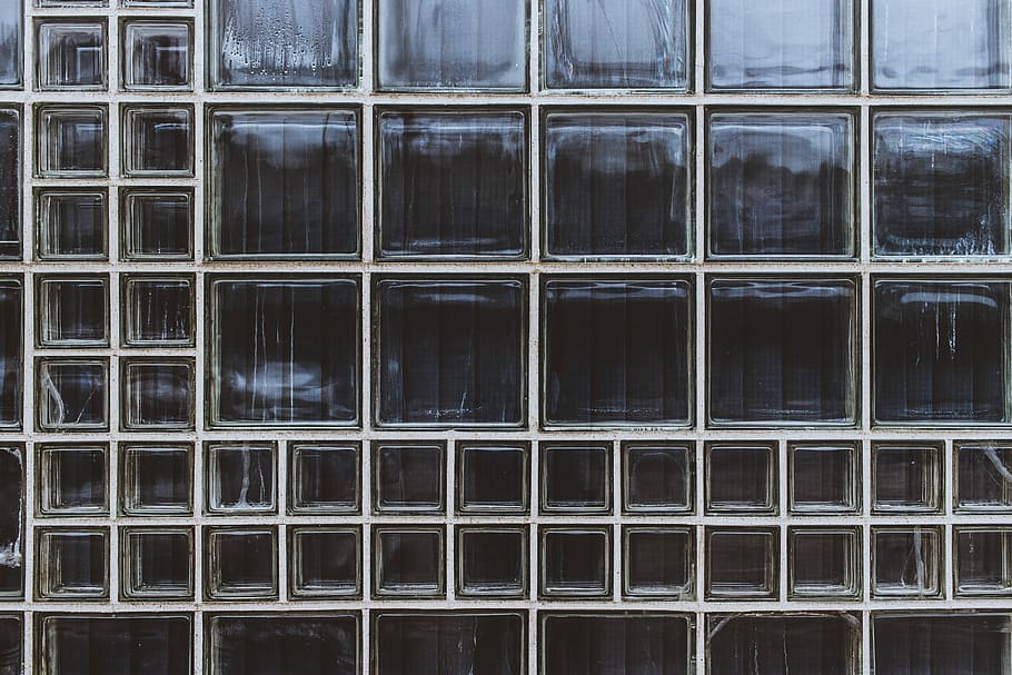 clear glass block, closeup photo of glass wall, window, pattern HD wallpaper