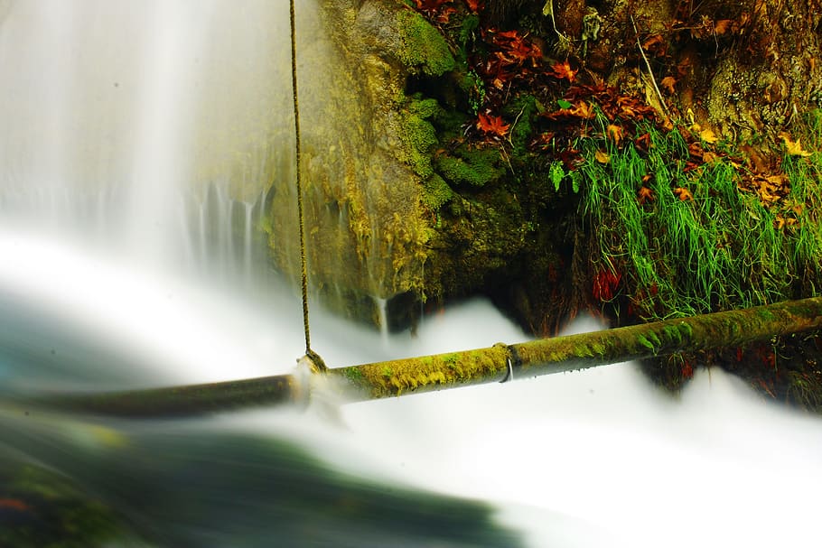 waterfall, river, nature, landscape, green, forest, tree, peace HD wallpaper