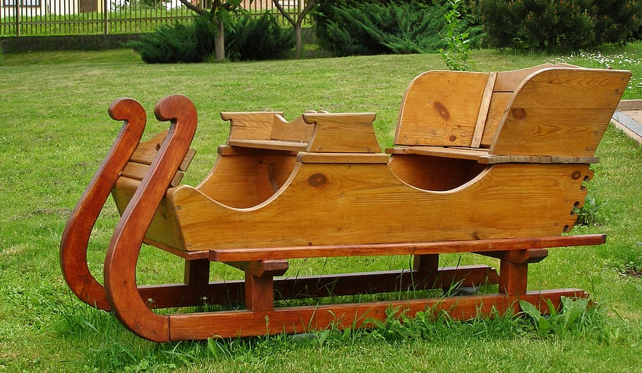 sled, wooden, garden, ornament, pimp my sleigh, the vehicle, HD wallpaper