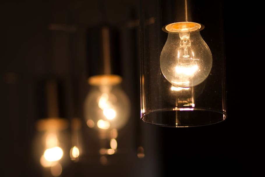 selective focus photo of orange light bulb turned on, lighting HD wallpaper
