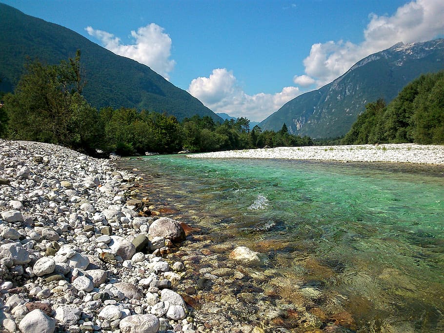 body of water surrounded by stones, river, natur, environment HD wallpaper