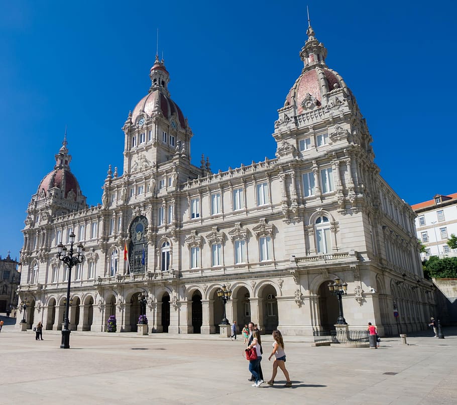coruña, building, palace, plaza, historical, architecture HD wallpaper