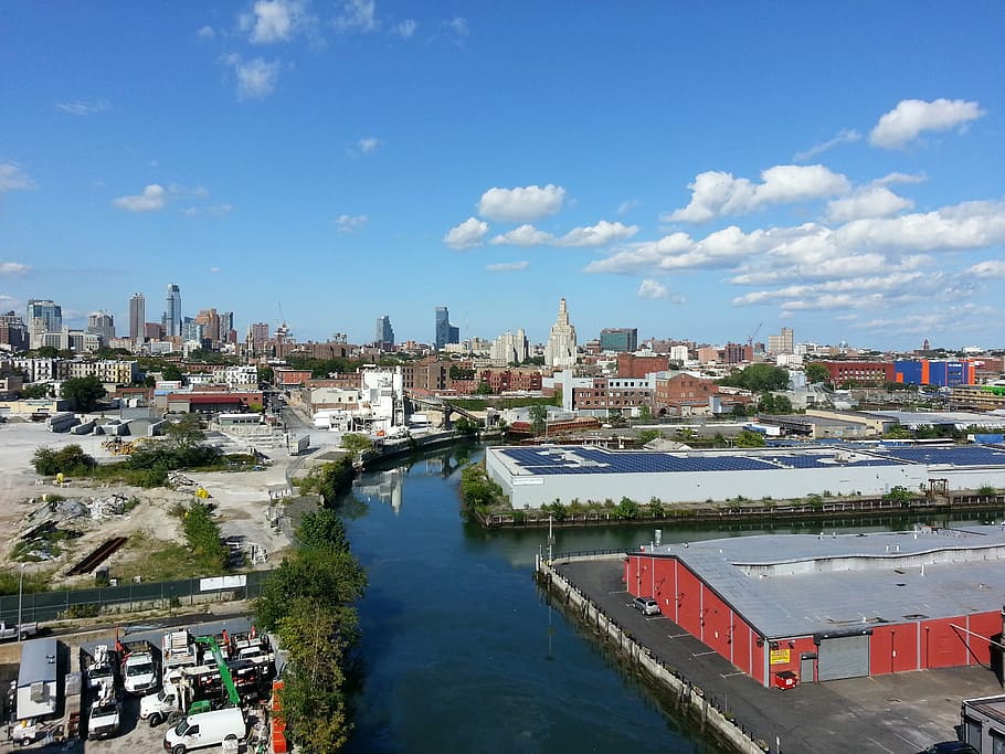 background, sky, building, skyline, day, river, usa, water HD wallpaper