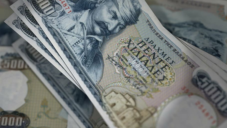 banknotes, greece, currency, bill, cash, 5000 drachmas notes, HD wallpaper