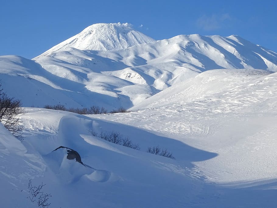 mountains, winter, snow, height, wind, patterns in the snow HD wallpaper