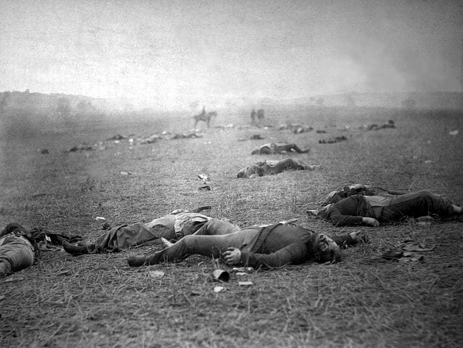 Union dead on the battlefield at Gettysburg, American Civil War, HD wallpaper