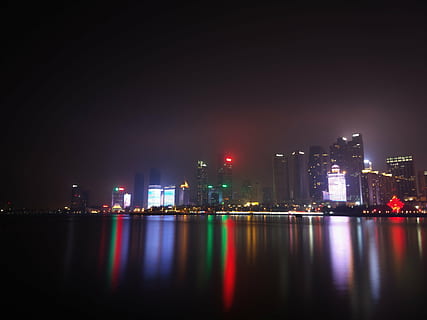 qingdao, the night, views, illuminated, architecture, building exterior HD wallpaper