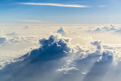 white clouds during daytime, clouds reflect sunlight, sky, cloudscape HD wallpaper