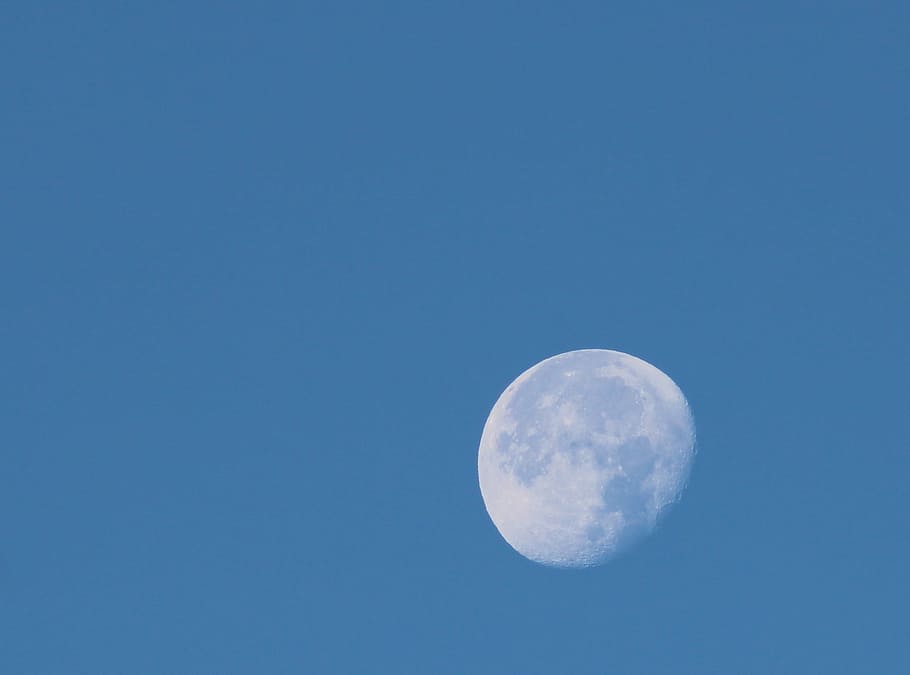 Luna, Universe, Space, sky, the moon by day, blue, astronomy HD wallpaper