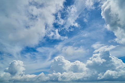 clear blue sky with nimbus clouds, air, high, it's in the air HD wallpaper