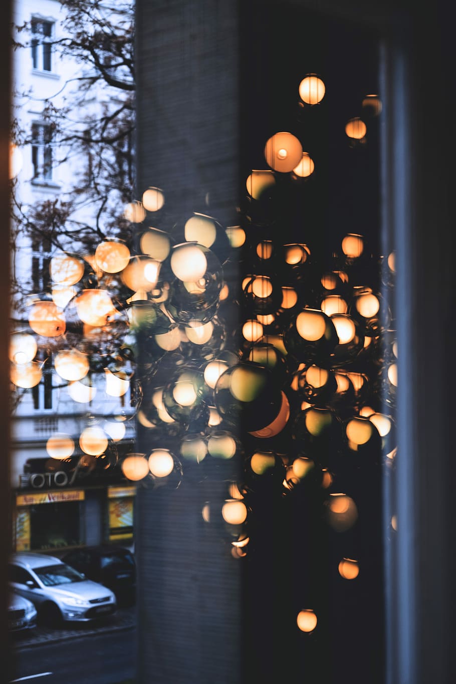 orange light bulbs turned on inside glass room, untitled, color HD wallpaper