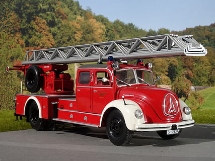 fire, turntable ladder, magirus, oldtimer, model, stuttgart HD wallpaper