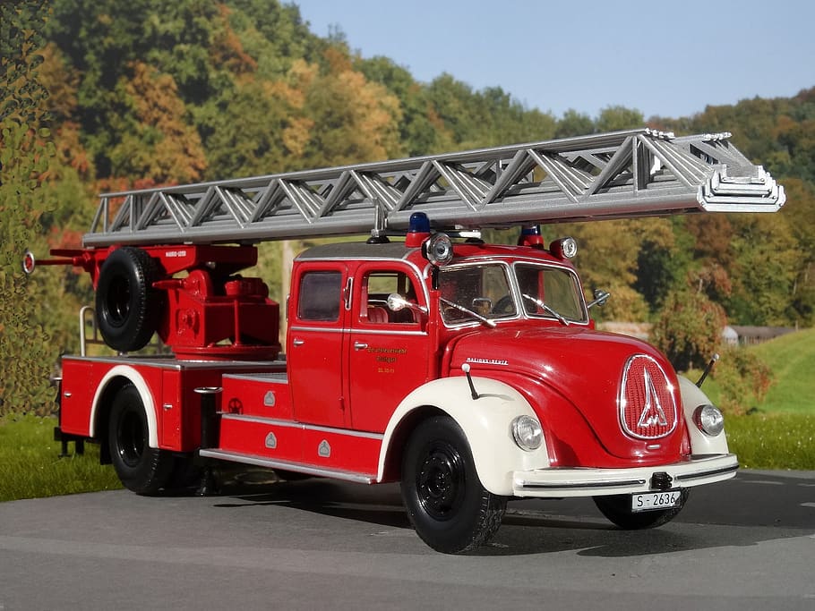 fire, turntable ladder, magirus, oldtimer, model, stuttgart HD wallpaper