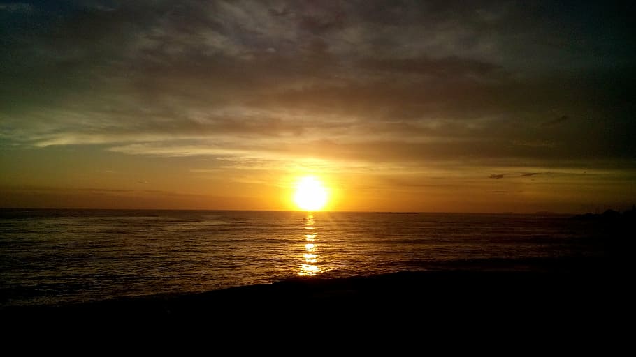 sky, dawn, sol, nature, horizon, sunrise, sunset, sea, dusk HD wallpaper