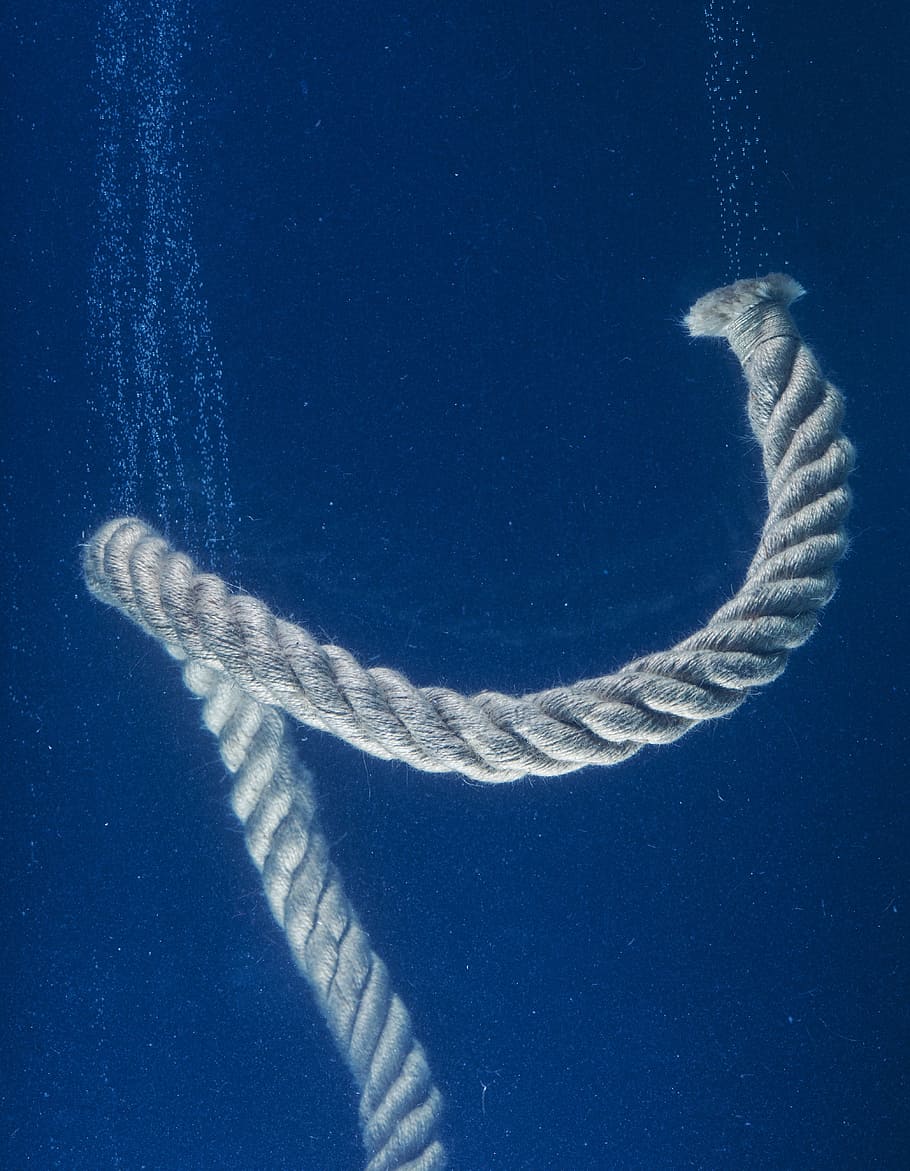 gray rope underwater, solid, conceptual, thoughts, idea, connect HD wallpaper