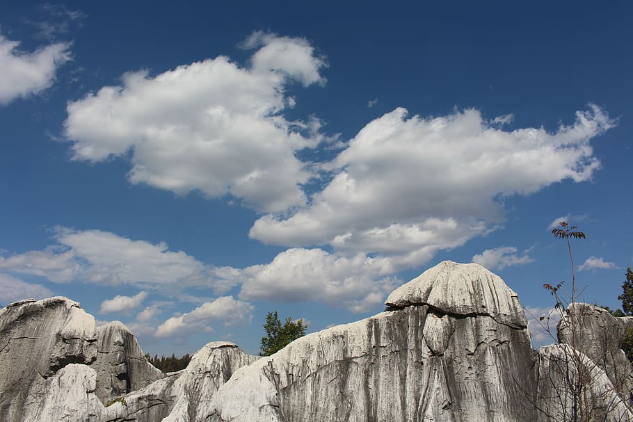 stone, sky, cloud, blue day, baiyun, cloud - sky, nature, outdoors HD wallpaper