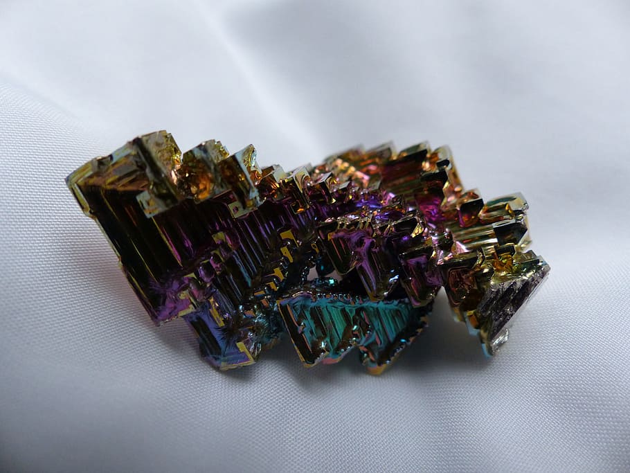 Glazed, Mineral, Iridescent, glazed includes, bismuth, bismuth crystal, HD wallpaper