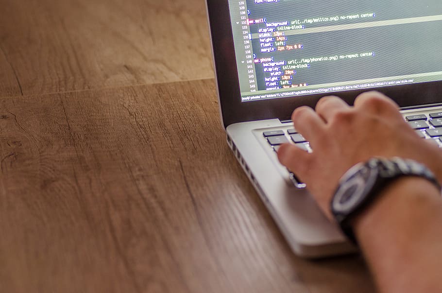 hand, apple, desk, laptop, code, coding, computer, development HD wallpaper