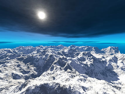 snow-covered mountain, nature, sky, outdoors, panoramic, blue sky HD wallpaper