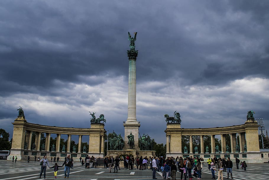 heroes, square, heroes ' square, budapest, sunlight, the archangel HD wallpaper