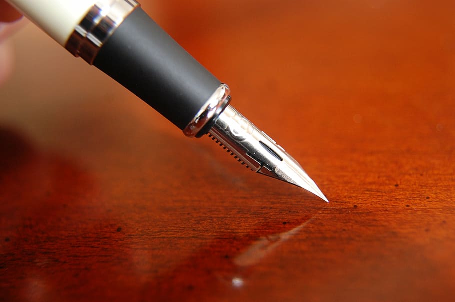 black and silver fountain pen, nib, ink, writing, calligraphy, HD wallpaper