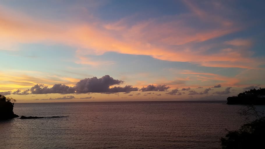 Sunset, Ocean, Sea, Sea, Water, Clouds, Lake, off shore, sky HD wallpaper
