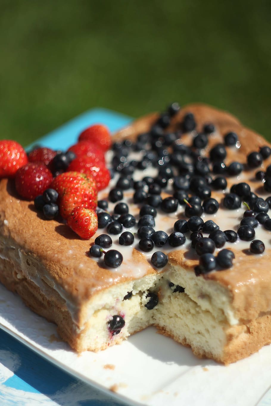 sponge cake, pies, sweets, baking, food, tasty, berry, blueberry HD wallpaper
