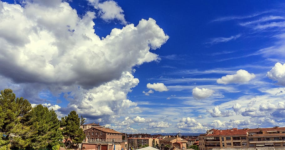clouds, blue sky, nature, summer, panoramic, outdoors, sun HD wallpaper