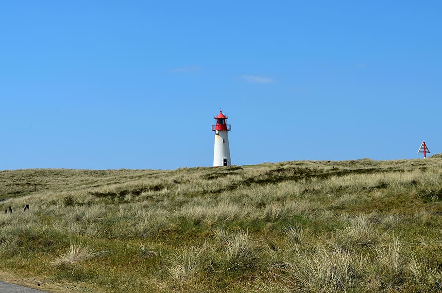 sylt, elbow, lighthouse, daymark, shipping, dune landscape, HD wallpaper