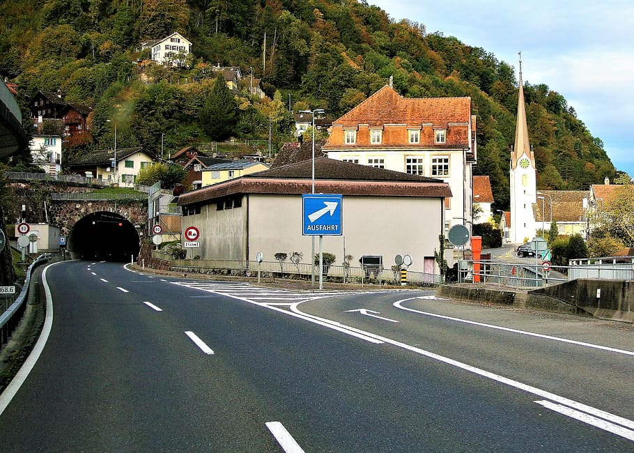 tunnel, highway, hills, superstructure, switzerland, transportation HD wallpaper