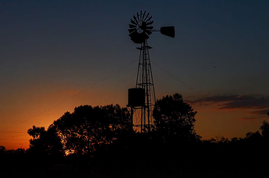 Landscape, Sunset, Wind Mill, Nature, sunlight, sunset landscape HD wallpaper