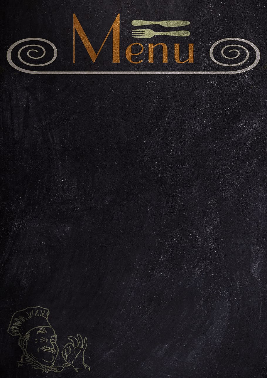 black Menu board, blackboard, chalk, label, text space, restaurant, HD wallpaper