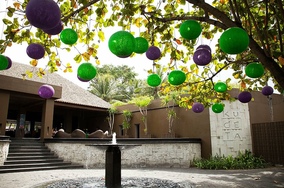 bali, tree, balls, decoration, design, ornament, festive, abstract HD wallpaper