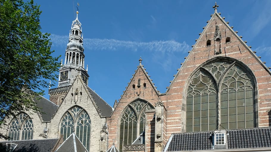 old church, amsterdam, holland, oude kerk, netherlands, architecture, HD wallpaper