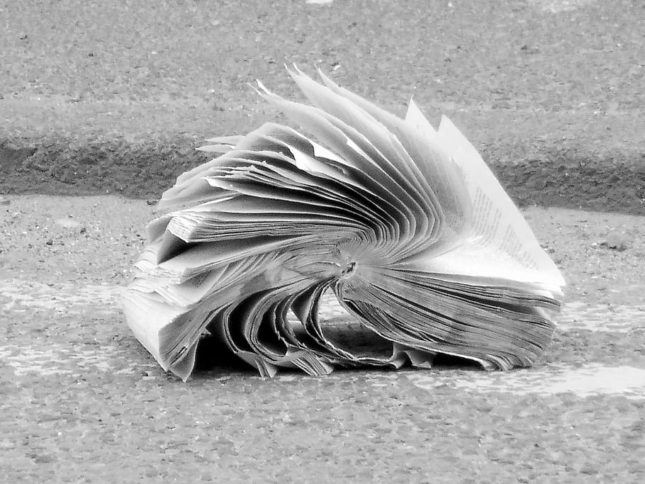 Book, Abandoned, Crumpled, black And White, concepts And Ideas HD wallpaper