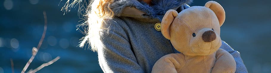 person holding beige bear plush toy, child, teddy bear, animal HD wallpaper