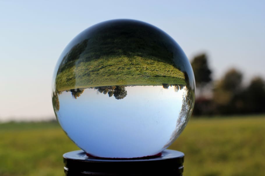 clear crystal ball near green grass field, nature, magic, mystical HD wallpaper