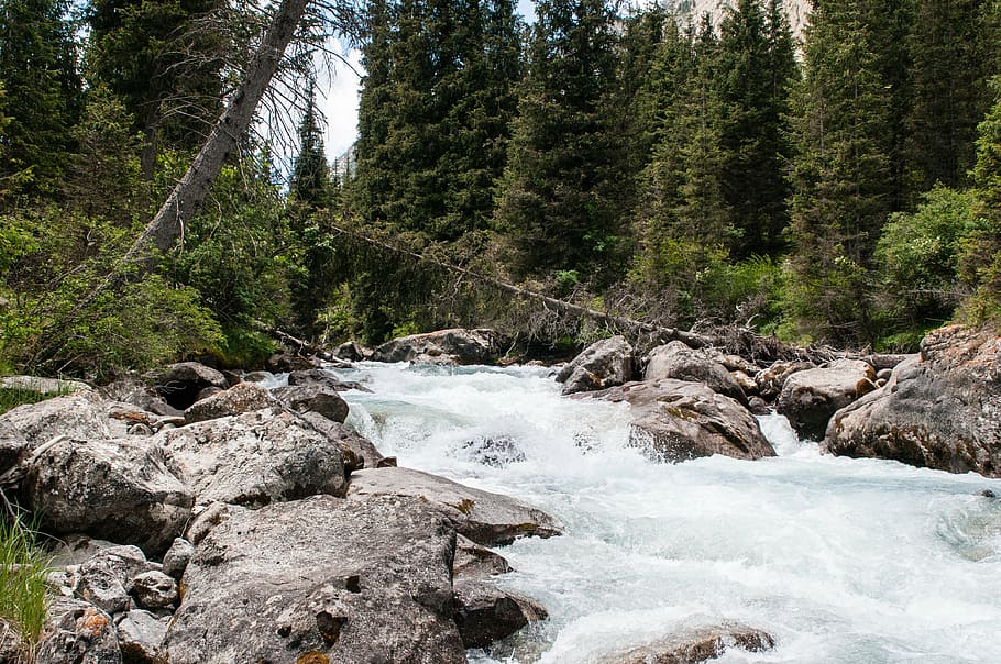 river, nature, vacation, green, water, landscape, mountains HD wallpaper